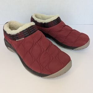 Merrell Encore Ice 4 Puff J005208 Red Canvas Clog Flats Shoes Women's Size 8.5